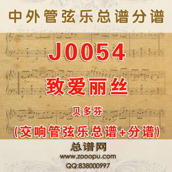 J0054.致爱丽丝Für Elise贝多芬 管弦乐总谱+分谱