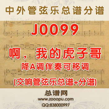J0099.啊，我的虎子哥 降G调伴奏可移调 管弦乐总谱+分谱
