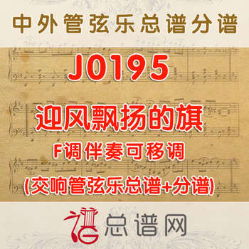 J0195.迎风飘扬的旗 F调伴奏可移调 管弦乐总谱+分谱