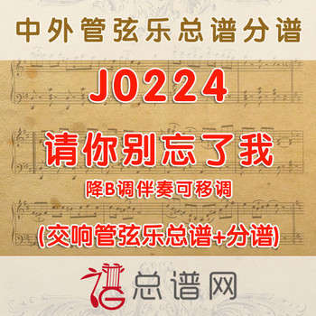 J0224.请你别忘了我 降B调伴奏可移调 管弦乐总谱+分谱