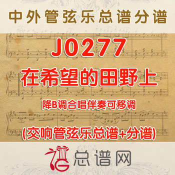 J0277.在希望的田野上降B调合唱伴奏可移调 管弦乐总谱+分谱