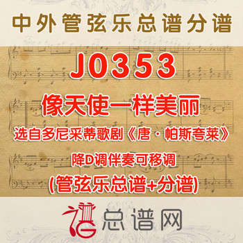 J0353.像天使一样美丽 多尼采蒂《唐·帕斯夸莱》降D调伴奏可移调 管弦乐总谱+分谱