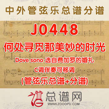 J0448.何处寻觅那美妙的时光Dove sono 选自费加罗的婚礼 C调伴奏可移调 管弦乐总谱+分谱