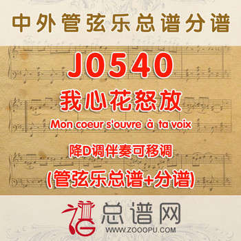 J0540.我心花怒放Mon coeur souvre a ta voix 降D调伴奏可移调 管弦乐总谱+分谱