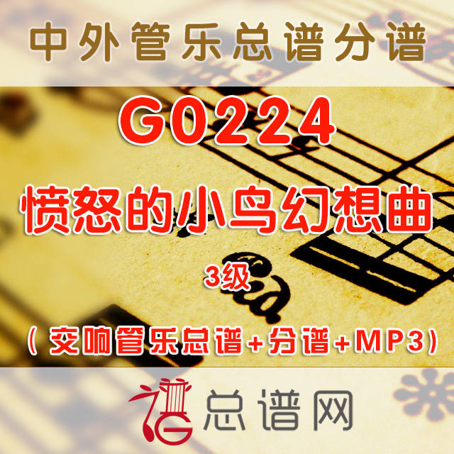 G0224.愤怒的小鸟幻想曲Fantasia of the 'Angry Birds' 3级 交响管乐总谱+分谱+MP3