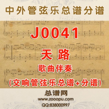 J0041.天路 D调伴奏可移调 管弦乐总谱+分谱