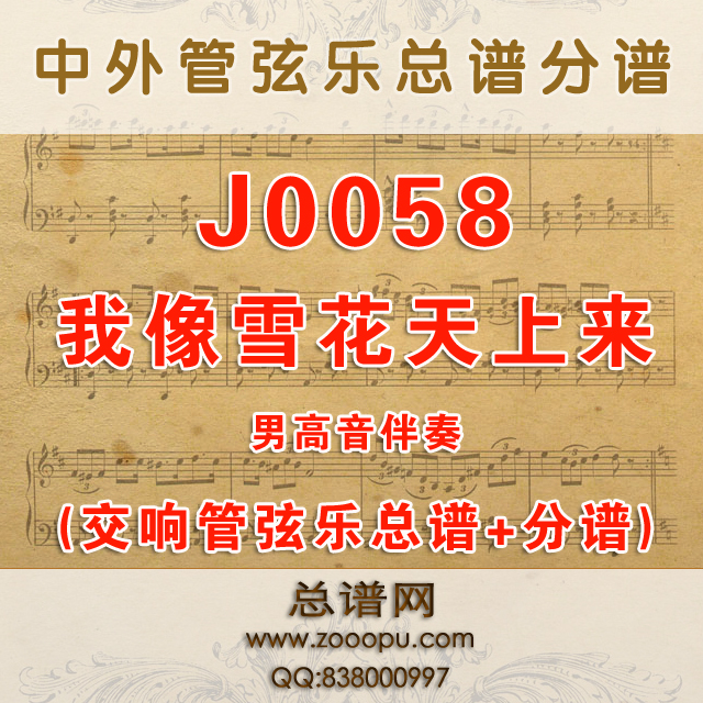 J0058.我像雪花天上来 D调伴奏可移调 管弦乐总谱+分谱