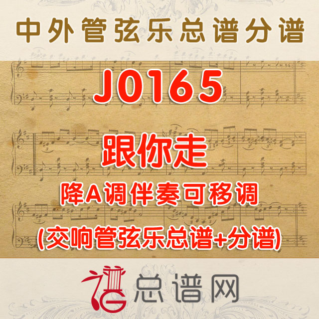 J0165.跟你走 降A调伴奏可移调 管弦乐总谱+分谱