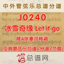 J0240.冰雪奇缘主题曲Let it go 降A伴奏可移调 管弦乐总谱+分谱