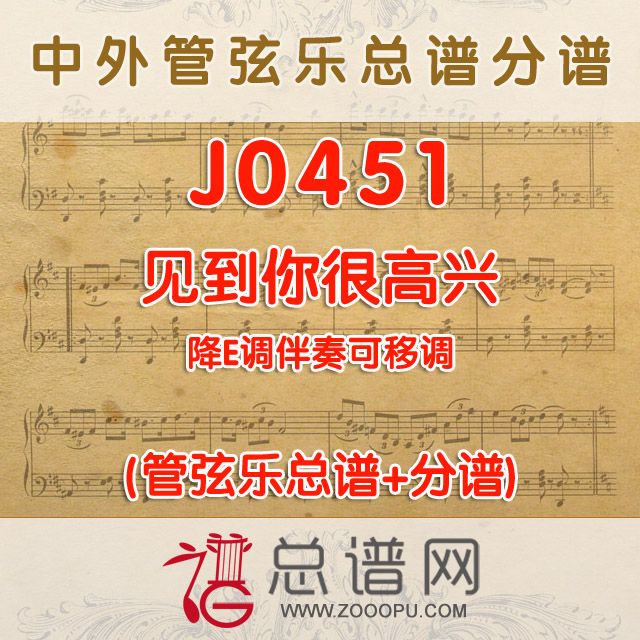 J0451.见到你很高兴 降E调伴奏可移调 管弦乐总谱+分谱