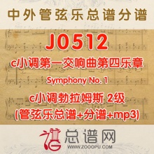 J0512.c小调第一交响曲第四乐章Symphony No. 1勃拉姆斯 2级 管弦乐总谱+分谱+MP3