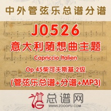 J0526.意大利随想曲主题Capriccio ltalien Op.45柴可夫斯基 2级 管弦乐总谱+分谱+MP3