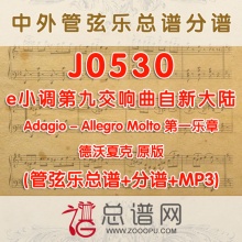 J0530.e小调第九交响曲自新大陆第一乐章 原版 德沃夏克 管弦乐总谱+分谱+MP3