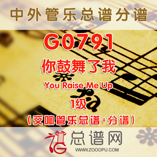 G0791.你鼓舞了我You Raise Me Up 1级 交响管乐总谱+分谱