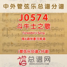 J0574.斗牛士之歌Toreador's Song 降A调伴奏可移调 管弦乐总谱+分谱