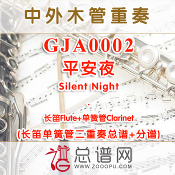 GJA0002.平安夜Silent Night 长笛单簧管二重奏总谱+分谱
