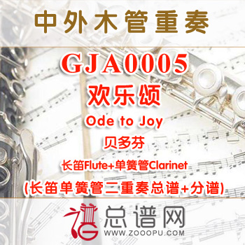 GJA0005.欢乐颂Ode to Joy贝多芬 长笛单簧管二重奏总谱+分谱