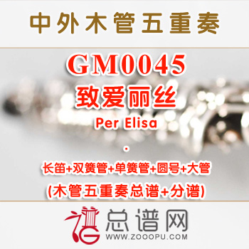GM0045.致爱丽丝Per Elisa木管五重奏总谱+分谱