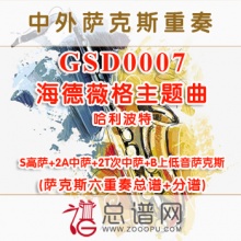 GSE0007.海德薇格主题曲哈利波特 SAATTB萨克斯六重奏总谱+分谱+MP3