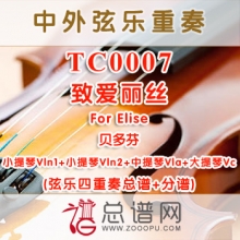 TC0007.致爱丽丝For Elise贝多芬 弦乐四重奏总谱+分谱