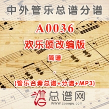 A0036.欢乐颂改编版 0.5级 简谱 管乐总谱+分谱+MP3