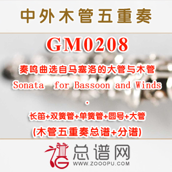 GM0208.奏鸣曲选自马塞洛的大管与木管Sonata  for Bassoon and Winds 木管五重奏总谱+分谱+MP3