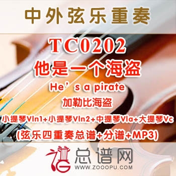 TC0202.他是一个海盗He's a pirate加勒比海盗 弦乐四重奏总谱+分谱+MP3