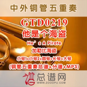 GTD0219.他是个海盗He's A Pirate 加勒比海盗 铜管五重奏总谱+分谱+MP3