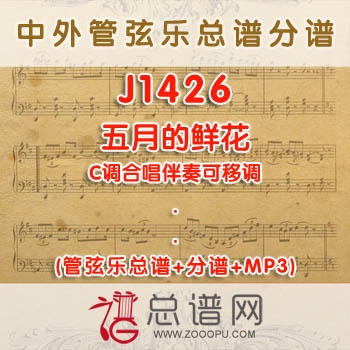 J1426.五月的鲜花 C调合唱伴奏可移调 管弦乐总谱+分谱+MP3