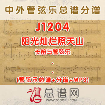 J1204.阳光灿烂照天山 长笛与管弦乐总谱+分谱+MP3 缺货