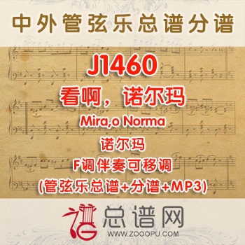 J1460.看啊，诺尔玛Mira,o Norma诺尔玛 F调二重唱伴奏可移调 管弦乐总谱+分谱+MP3
