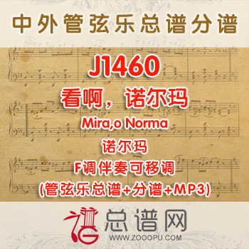 J1460.看啊,诺尔玛Mira,o Norma诺尔玛 F调二重唱伴奏可移调 管弦乐总谱+分谱+MP3