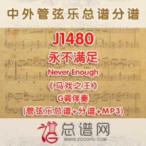 J1480.永不满足Never Enough《马戏之王》 G调伴奏管弦乐总谱+分谱+MP3