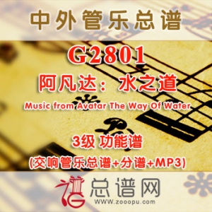 G2801.阿凡达水之道Music from Avatar The Way Of Water 3级 功能谱 交响管乐总谱+分谱+MP3